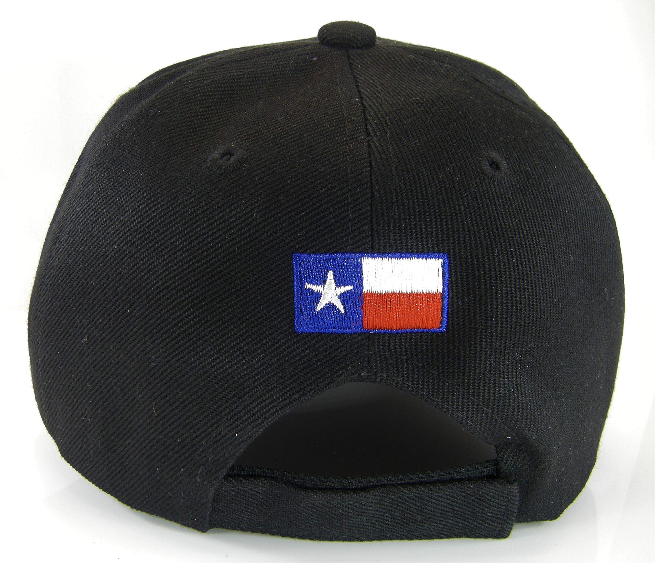 Texas Longhorn & State Flag Adjustable Baseball Cap (Black)