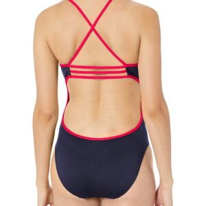 TYR Women's Standard Durafast Elite Trinityfit Swimsuit, Navy/RED, 36