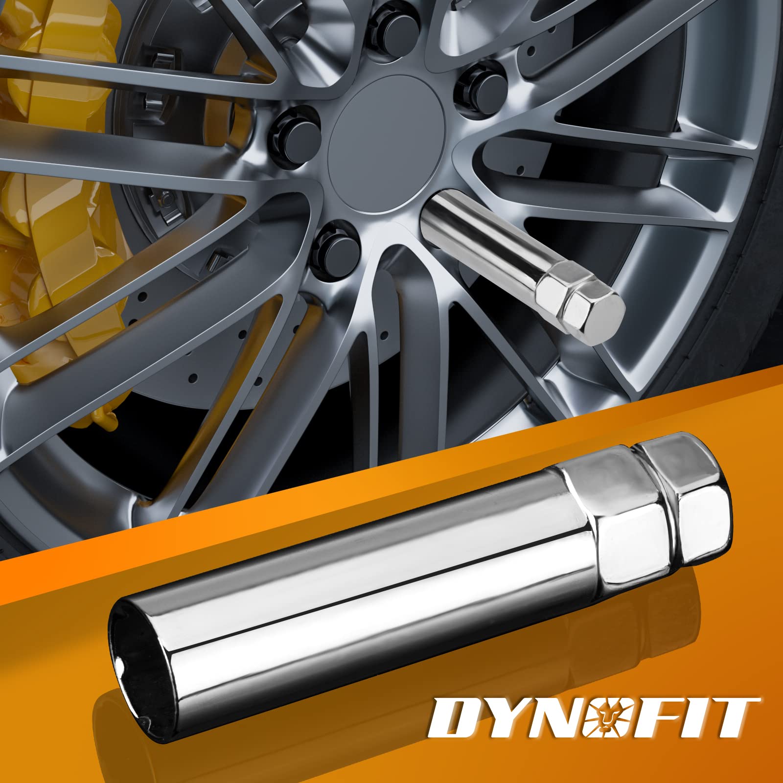 dynofit 6 Spline Drive Tuner Lug Nuts Key for Wrench with 3/4'' (19mm) and 13/16''(21mm) Hex, Chrome Lugnuts Socket Replacement Tool for 1/2" 12x1.5 12x1.25 Lug Nut 24months Warranty