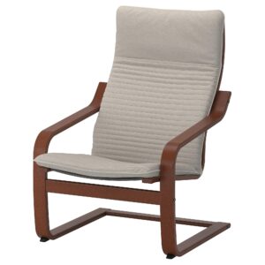 ikea ' poang chair armchair with cushion, cover and frame (knisa light beige) bundle with feltectors cleaning cloth