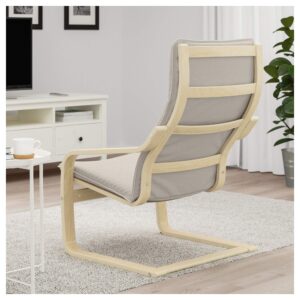 IKEA ' Poang Chair Armchair with Cushion, Cover and Frame (Knisa Light Beige) Bundle with Feltectors Cleaning Cloth