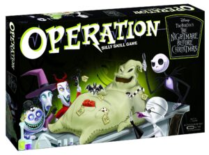 operation disney the nightmare before christmas board game | collectible operation game | featuring oogie boogie & nightmare before christmas artwork, 1+ players