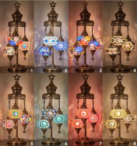 demmex (16 colors) 2020-3 big globes magnificent handmade turkish moroccan mosaic tiffany table desk bedside lamp lampshade night accent mood light for north american use, 31" height (customizable)
