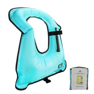 wacool inflatable snorkel diving swimming scuba vest jacket for adult youth kids (kids, sky blue)