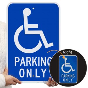 SmartSign Basics Handicap Parking Only Sign | 12" x 18" Engineer Grade Reflective ACM