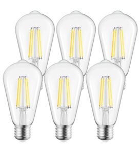 brightown led edison light bulbs,6pcs vintage 6 watt， equivalent 60w light bulbs, e26 base non-dimmable decorative antique filament light bulbs with 80+ cri,white 5000k