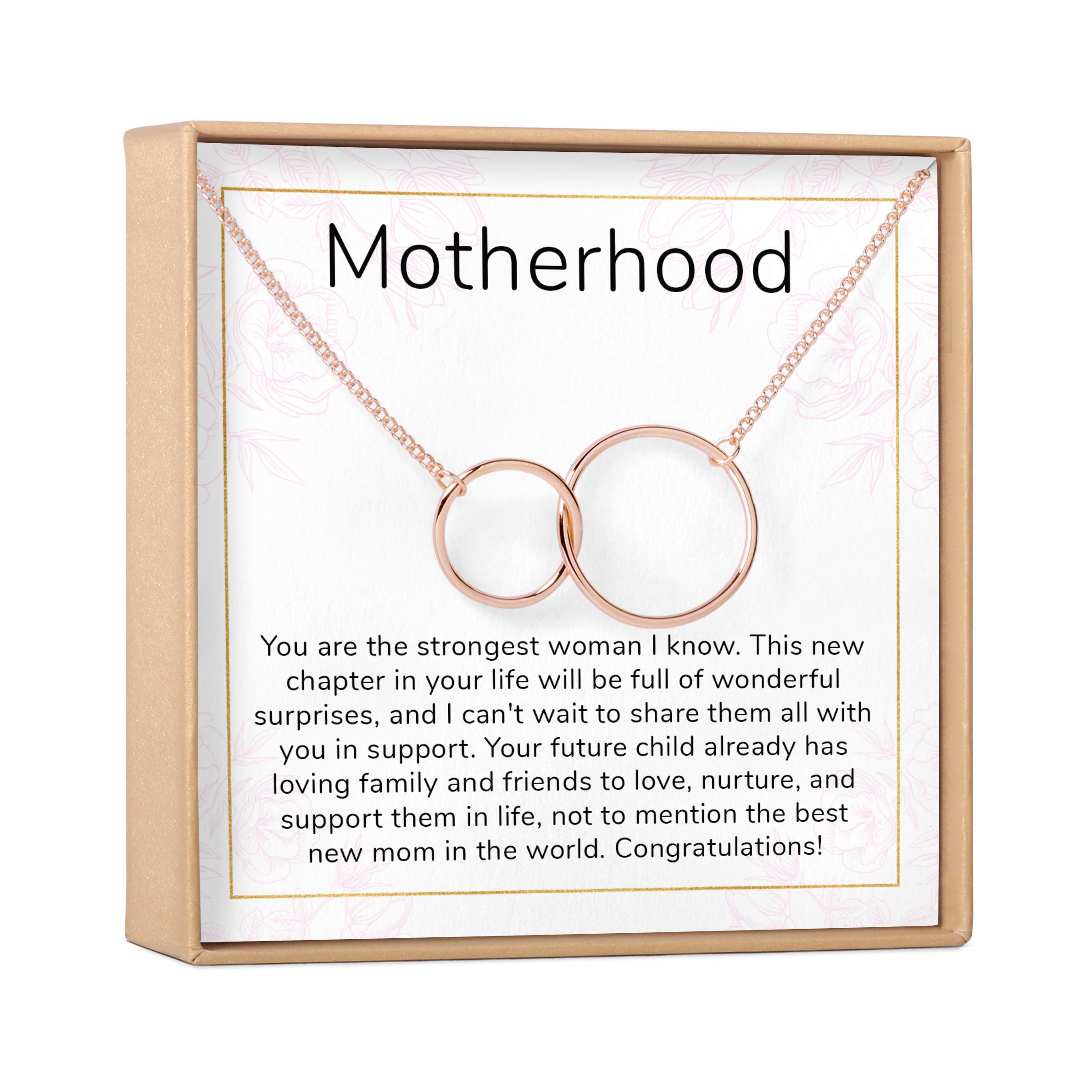 Dear Ava Infinity Interlocking Double Circle Connecting Necklace For Women - Modern Jewelry Pendant Love Gifting Idea for Her with Heartfelt Card - Gift for Motherhood Rose Gold