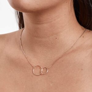 Dear Ava Infinity Interlocking Double Circle Connecting Necklace For Women - Modern Jewelry Pendant Love Gifting Idea for Her with Heartfelt Card - Gift for Motherhood Rose Gold