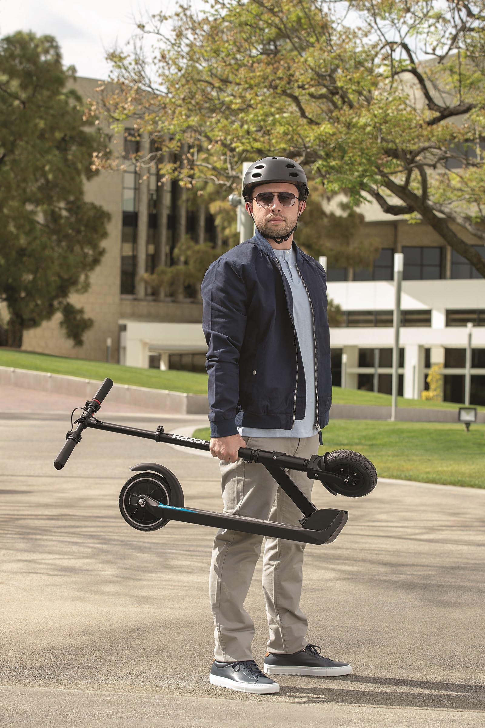 Razor E Prime Air Adult Electric Scooter - Up to 15 mph, 8" Air Filled Front Tire, Rear Wheel Drive, 250W Brushless Hub Motor, Lightweight Aluminum Frame, Anti-Rattle System, Foldable