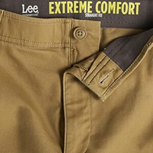 Lee Men's Extreme Motion Flat Front Regular Straight Pant Tea Leaf 33W x 30L
