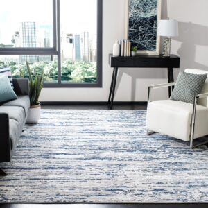 safavieh amelia collection area rug - 9' x 12', grey & navy, modern abstract design, non-shedding & easy care, ideal for high traffic areas in living room, bedroom (ala768b)