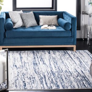 SAFAVIEH Amelia Collection Area Rug - 9' x 12', Grey & Navy, Modern Abstract Design, Non-Shedding & Easy Care, Ideal for High Traffic Areas in Living Room, Bedroom (ALA768B)