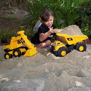 CAT Construction Toys Construction Tough Rigs 15" Dump Truck & Excavator Set Toys 2 Pack Ages 3+ | Kid Powered Caterpillar Vehicle Set | Indoor or Ourdor Play | No Batteries Required