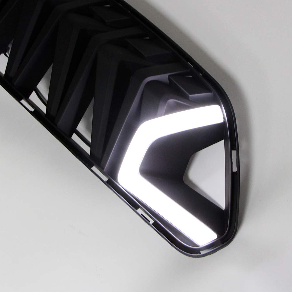 Dreamseek LED Grille for Ford Mustang 2015 2016 2017 Front Bumper Sport Performance Grill White Light Armor Style