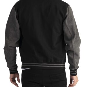 Pro Club Men's Varsity Fleece Baseball Jacket, Black/Charcoal, X-Large