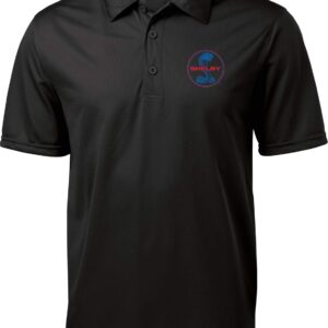 Ford Shelby Blue and Red Logo Pocket Print Textured Polo, Black XL