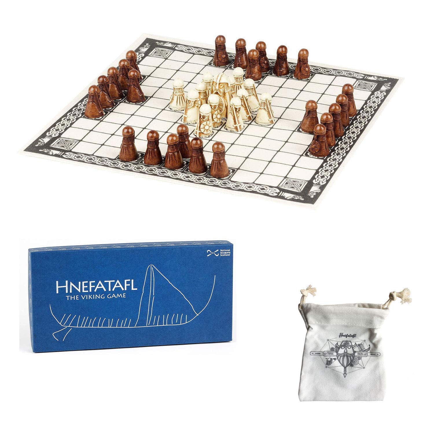 Hnefatafl - The Viking Game - Includes Uniquely Designed Cotton Drawstring Pouch/Bag for Playing Pieces