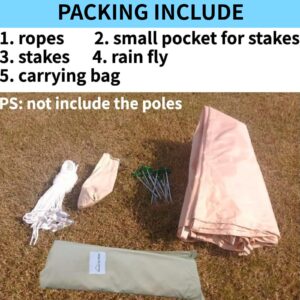 DANCHEL OUTDOOR 4 Season Waterproof Rain Fly Tarp for Yurt Tent, Portable Glamping Tent Cover Protector Awning Canopy for B5 16.4ft/5m Bell Tent Camping Accessories Replacement Beige