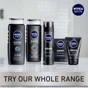 NIVEA MEN DEEP Clean Shave Gel with Natural Charcoal, 3 Pack of 7 Oz Cans