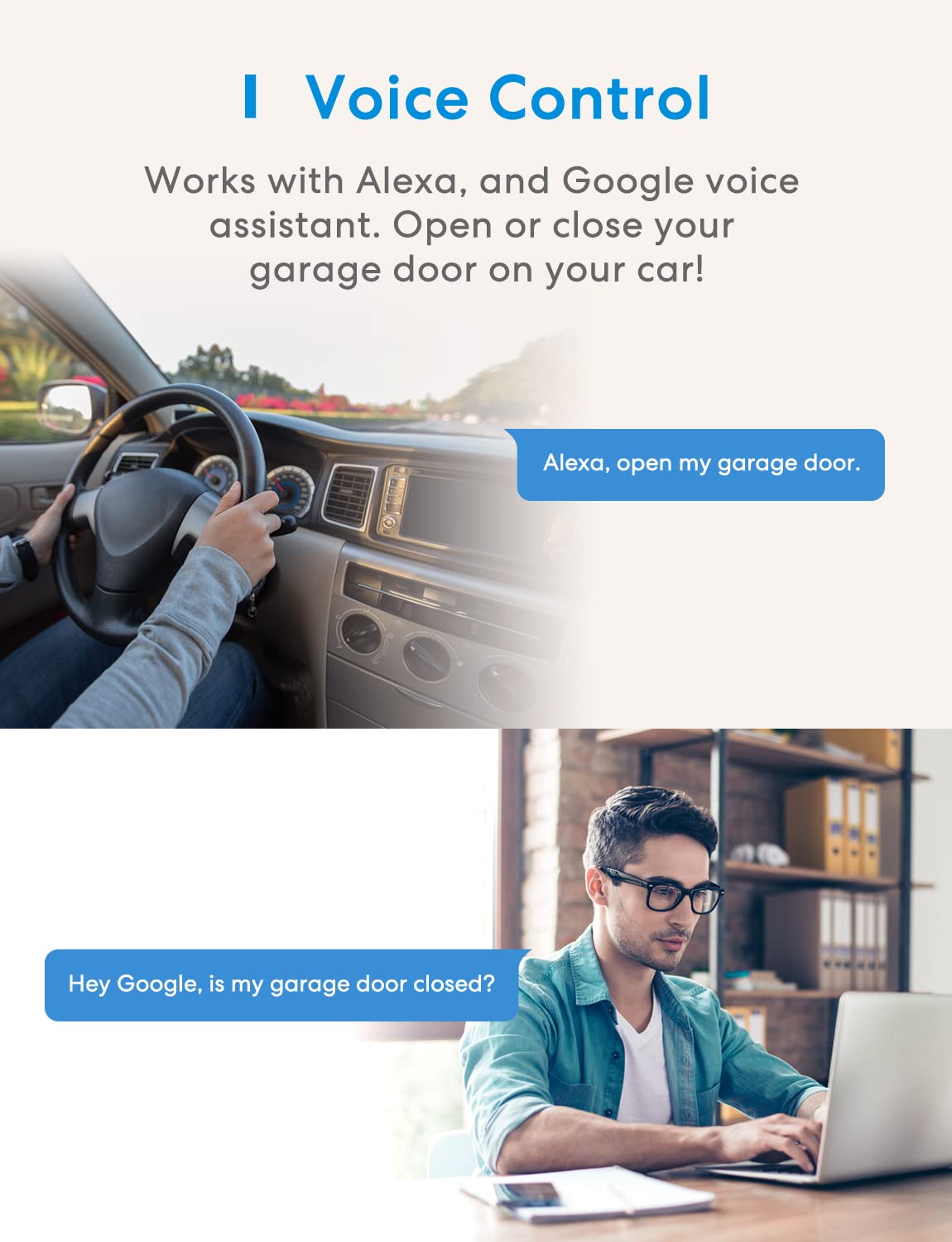 meross Smart Garage Door Opener Remote, APP Control, Compatible with Alexa and SmartThings, Multiple Notification Modes, No Hub Needed