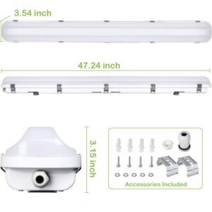 hykolity 4 Pack 4FT LED Vapor Tight Light, 40/50/60W Vapor Light Fixture, [2-lamp F32T8 Equiv.] 4000K/5000K/6000K CCT Selectable, 130lm/W, Waterproof Shop Light for Parking Carport Car Wash