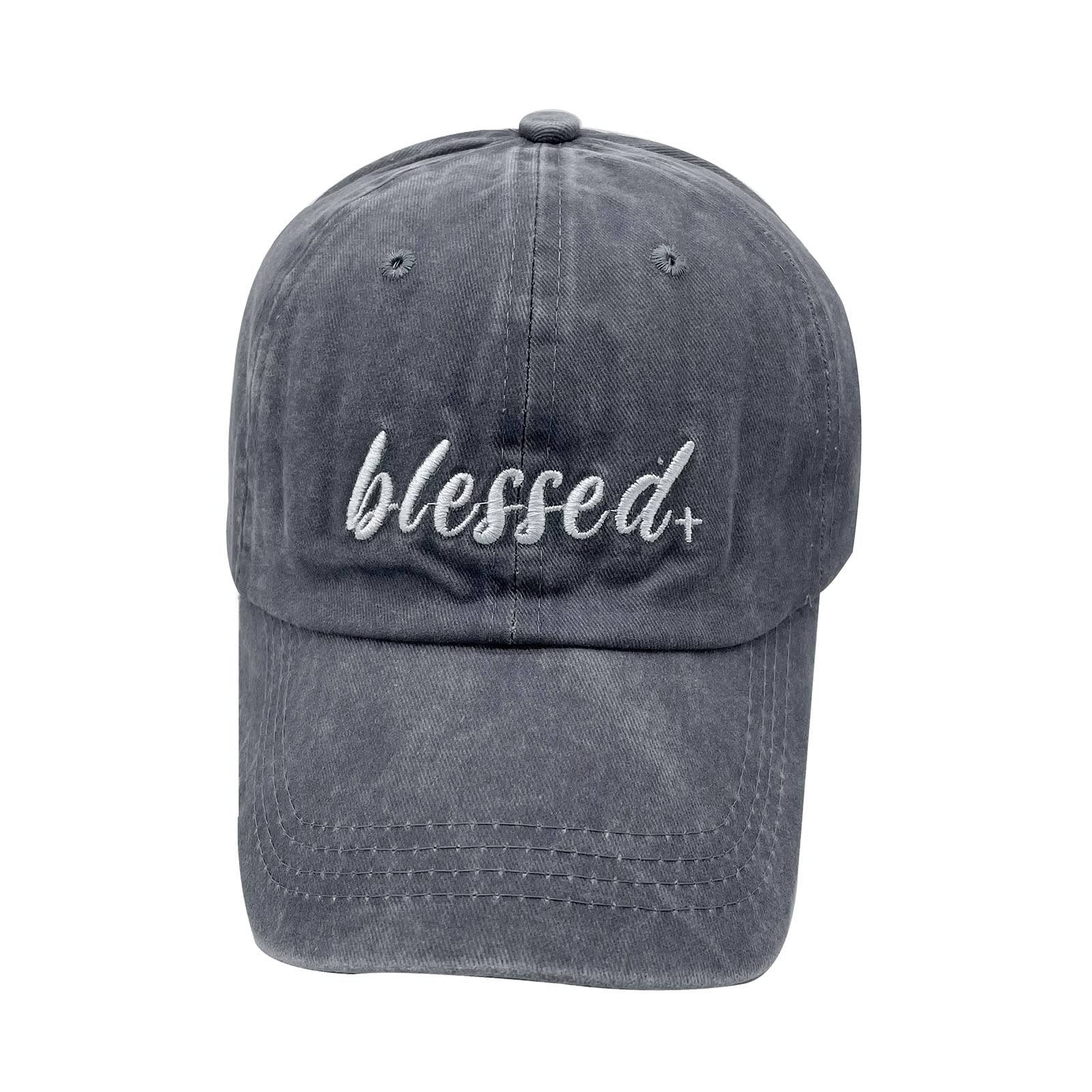 Waldeal Blessed Hats for Women, Adjustable Embroidered Faith Religious Baseball Cap Grey