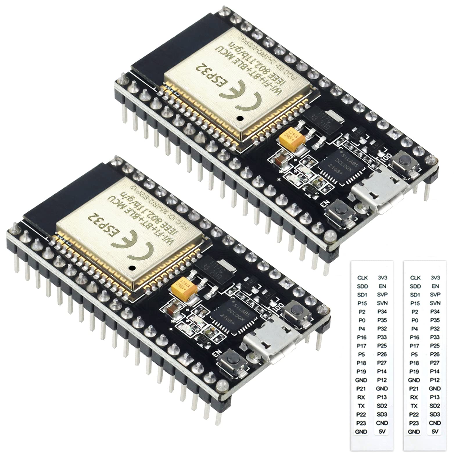 KeeYees ESP32S ESP32 Development Board 2.4 GHz Dual Core WLAN WiFi + Bluetooth 2-in-1 Microcontroller ESP-WROOM-32 Chip for Arduino (38PIN Narrow Version, 2PCS)