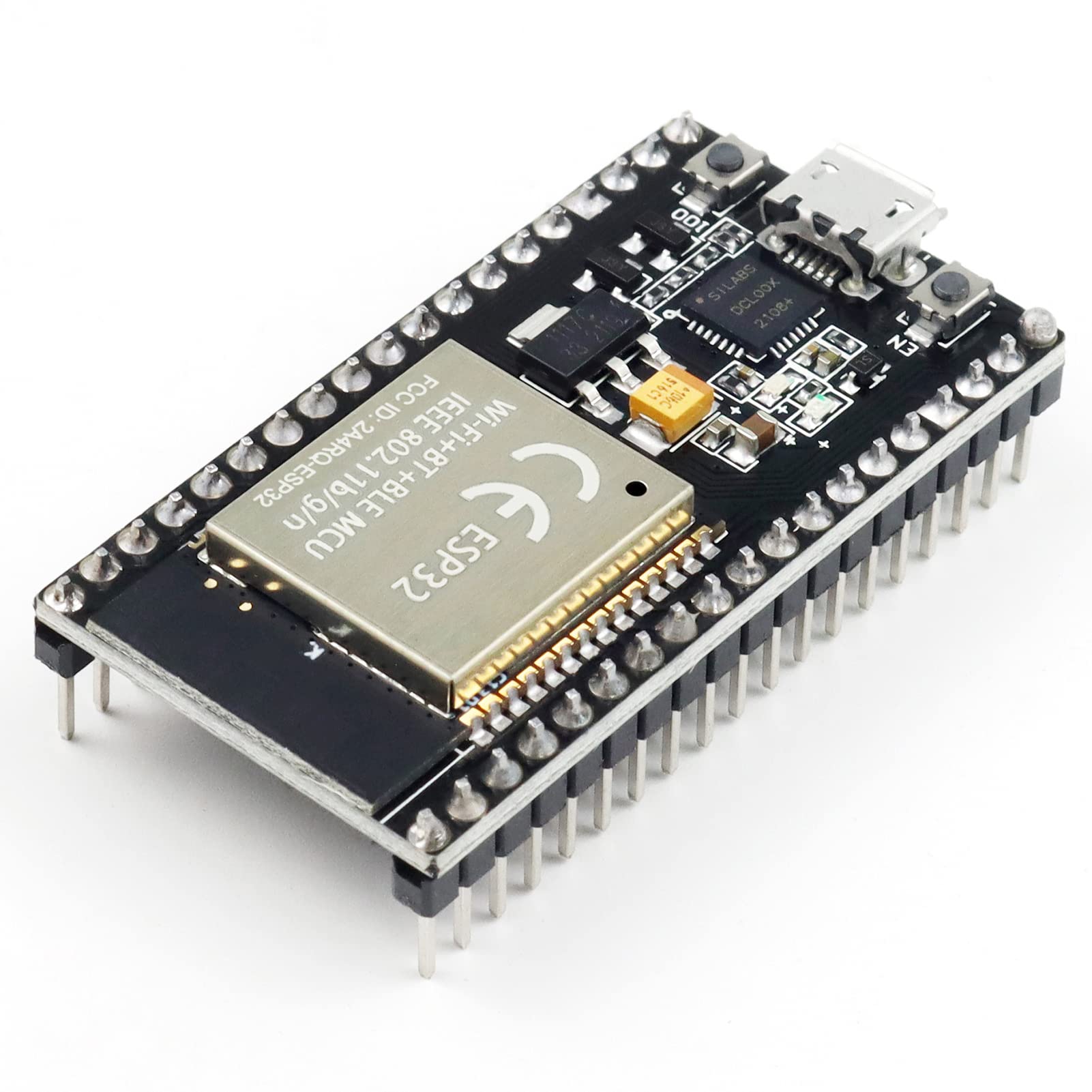 KeeYees ESP32S ESP32 Development Board 2.4 GHz Dual Core WLAN WiFi + Bluetooth 2-in-1 Microcontroller ESP-WROOM-32 Chip for Arduino (38PIN Narrow Version, 2PCS)