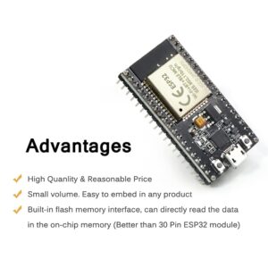 KeeYees ESP32S ESP32 Development Board 2.4 GHz Dual Core WLAN WiFi + Bluetooth 2-in-1 Microcontroller ESP-WROOM-32 Chip for Arduino (38PIN Narrow Version, 2PCS)