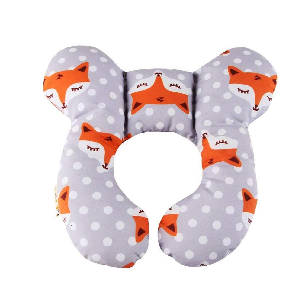 Baby Child Travel Pillow - Toddler Neck Support Rest Pillow for Car Seat, U-Shaped, Fox