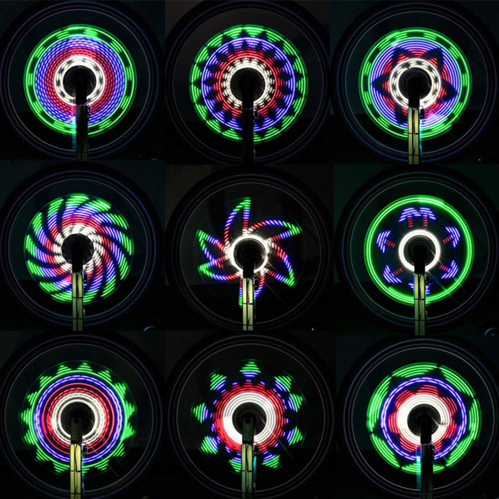 LEADBIKE LED Bike Wheel Lights w/ 30x Different RGBW Patterns| Batteries Included, Ultimate Brightness w/ 64PCS LED Lights| IPX5 Waterproof Safety Tire Lights for Kids & Adults| Cycling Road Safety