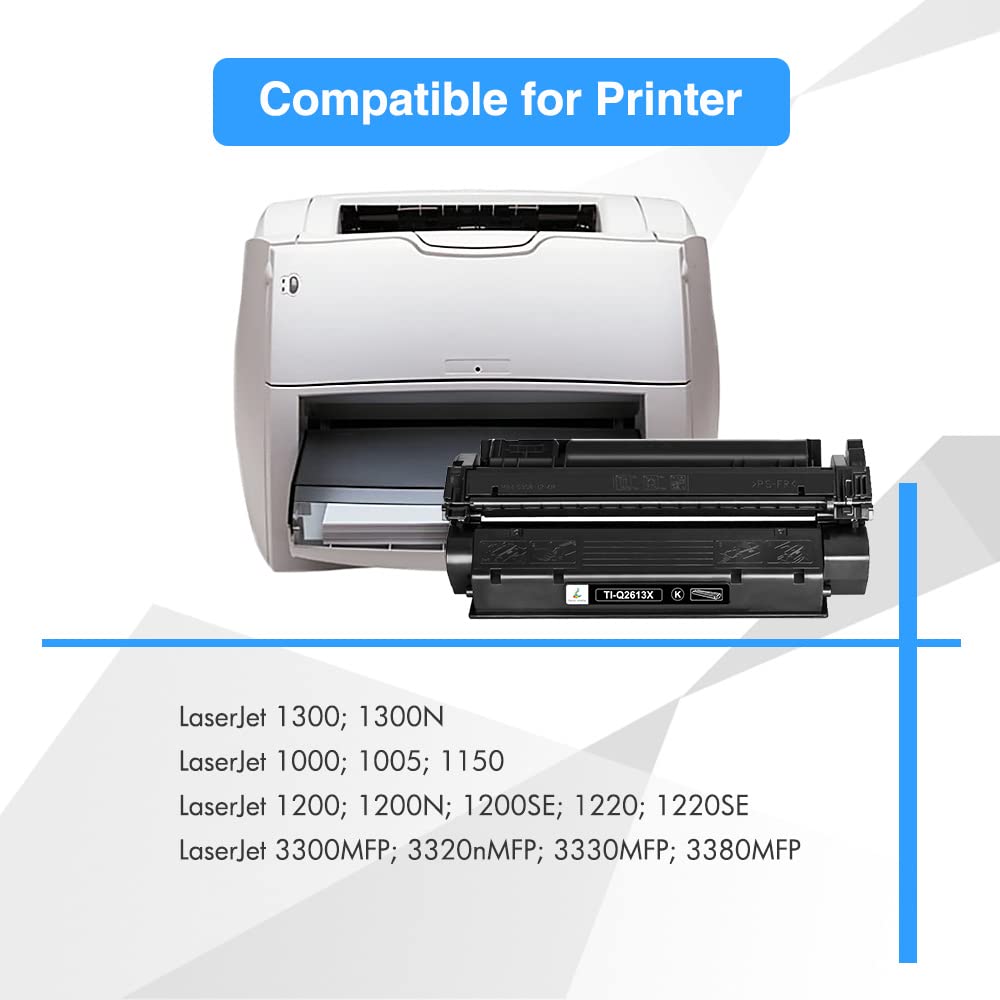 TRUE IMAGE Compatible Toner Cartridge Replacement for HP 13X 15A 15X 13A Q2613X C7115X C7115A Q2613A for Laserjet 1200 1300 1300n 3380 3300 1000 1220 3320 3330 Printer Ink (Black, 1-Pack)