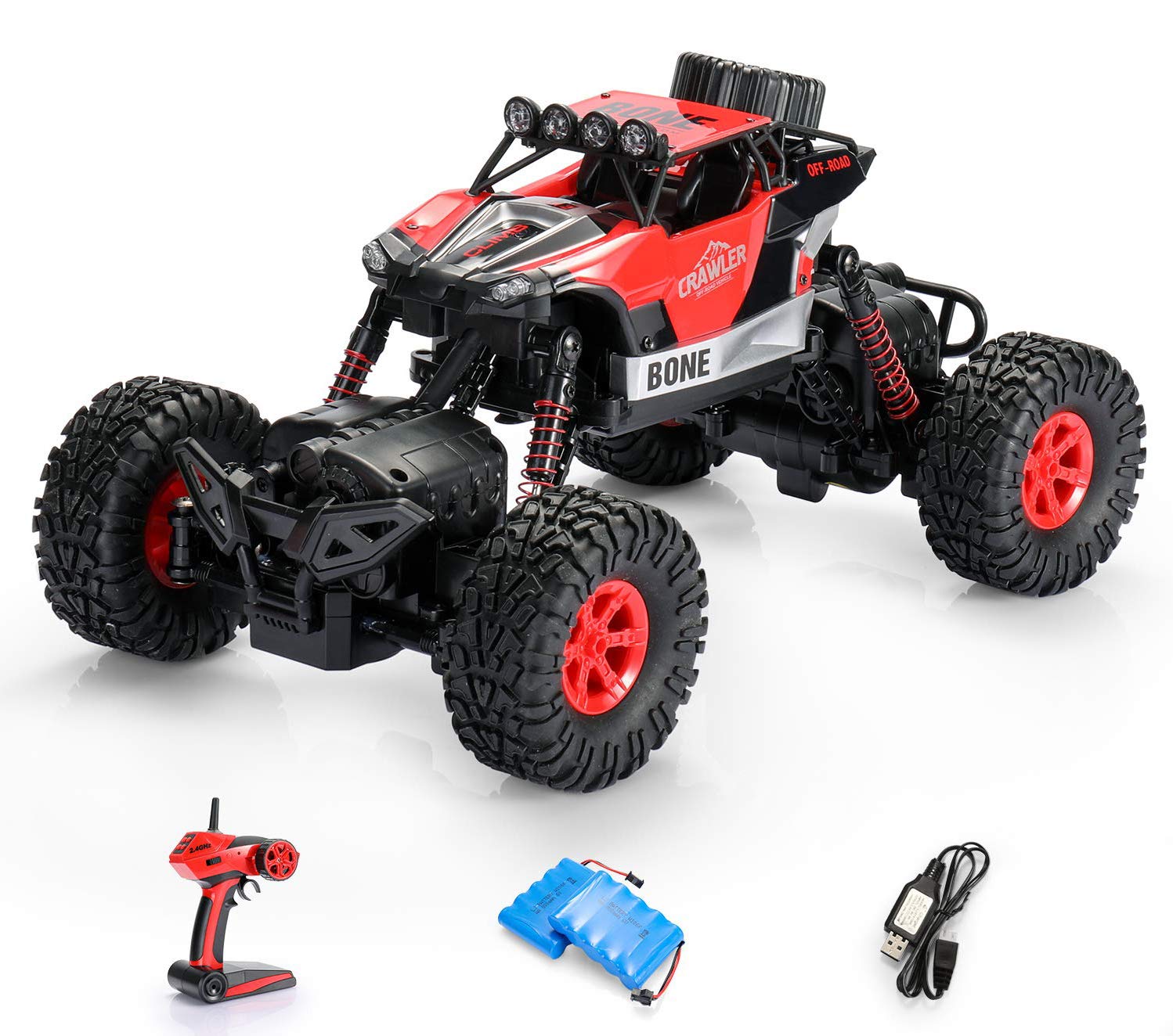 SainSmart Jr. 1: 16 RC Rock Crawler 4WD Large Size Remote Control Off Road Car with Two Rechargeable Batteries for Kids, 4x4 Waterproof Monster Truck 2.4Ghz