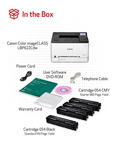 Canon Color Image Class LBP622Cdw -Wireless, Mobile Ready, Duplex Laser Printer, Compact Size - White