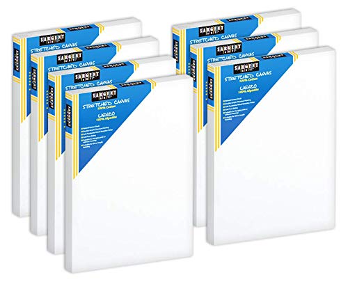 Sargent Art 11 x 14 inch Stretched Canvas, Pack of 7 Pieces, Blank White Canvases, Double Acrylic Titanium Priming, Perfect for Acrylic, Oil, and Art Projects, Acrylic Pouring & Wet Media