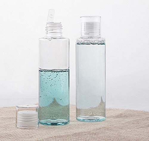 5 oz Clear Plastic Empty Bottles Travel Bottle Container with Flip Cap BPA -free Sample Tube Jars for Cosmetic Bath Shower Gel Lotion Liquid Shampoo - Set of 4