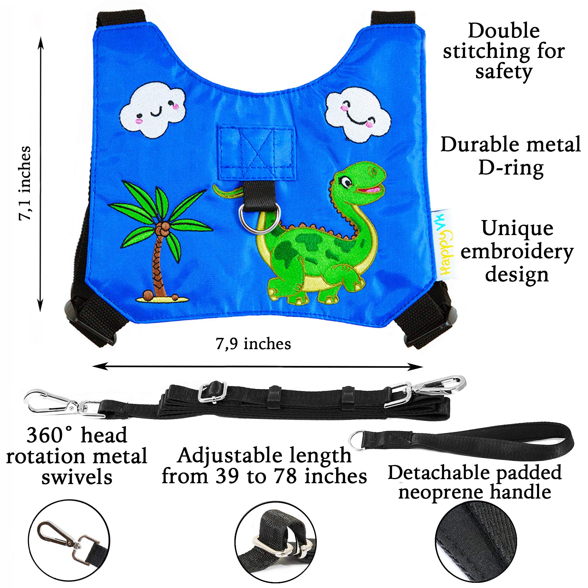 HappyVk Toddler Leash - Baby Leash and Belt for Parents -Dinosaur- Baby Harness for 1-4 Years Old Boys