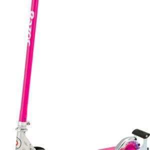 Razor S Spark Sport Kick Scooter for Kids Ages 8+ - LED Light-Up Wheels, Full-Deck Grip Tape, Lightweight Aluminum Frame, Foldable, for Riders up to 220 lbs