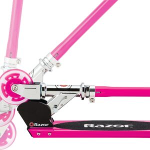 Razor S Spark Sport Kick Scooter for Kids Ages 8+ - LED Light-Up Wheels, Full-Deck Grip Tape, Lightweight Aluminum Frame, Foldable, for Riders up to 220 lbs