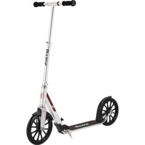 razor a6 kick scooter for kids ages 8+ - extra-tall handlebars & longer deck, 10" urethane wheels, anti-rattle technology, for riders up to 220 lbs