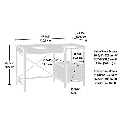 Sauder 423912 Steel River Desk, Carbon Oak Finish