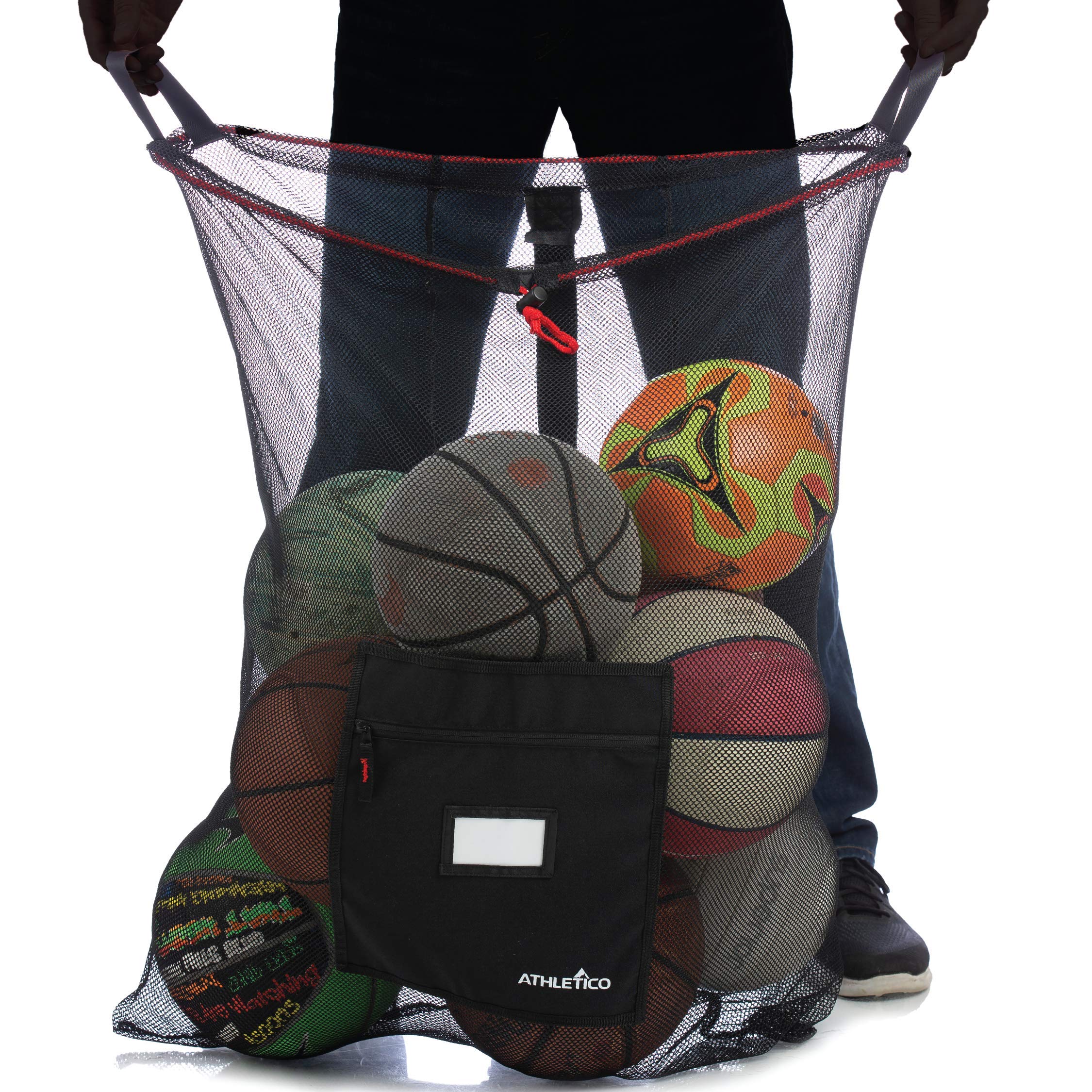 Athletico Extra Large Ball Bag - Mesh Soccer Ball Bag - Heavy Duty Drawstring Bags Hold Equipment For Sports Including Basketball, Volleyball, Baseball, Swimming Gear or The Beach
