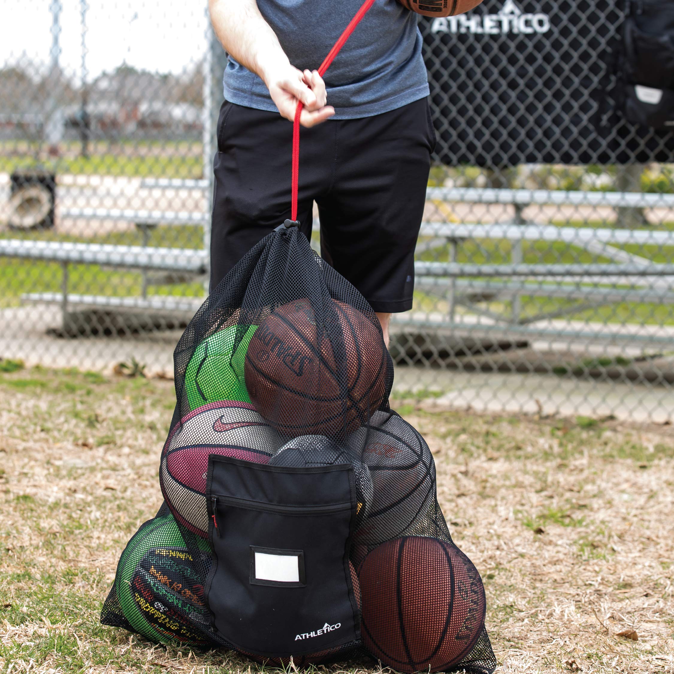 Athletico Extra Large Ball Bag - Mesh Soccer Ball Bag - Heavy Duty Drawstring Bags Hold Equipment For Sports Including Basketball, Volleyball, Baseball, Swimming Gear or The Beach