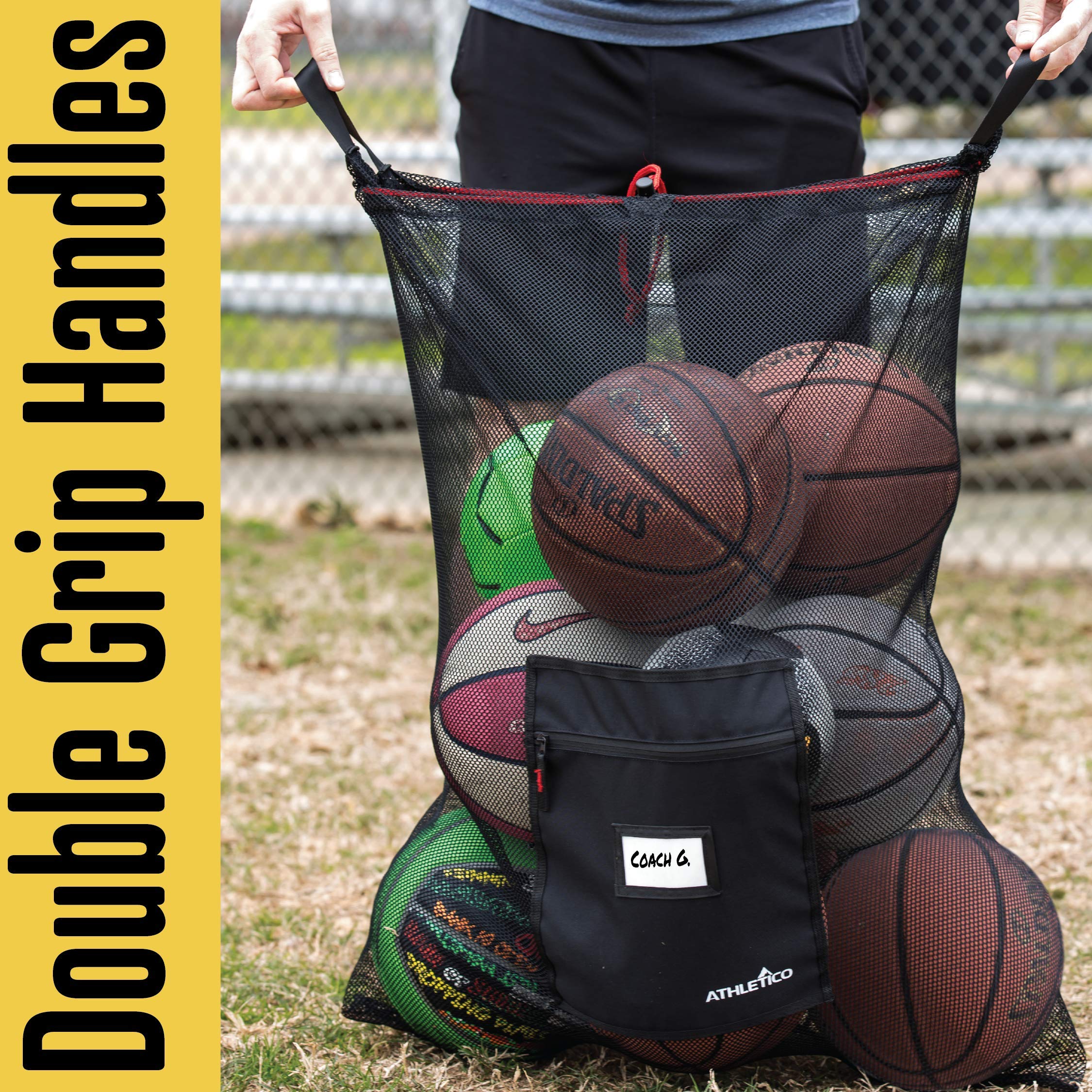 Athletico Extra Large Ball Bag - Mesh Soccer Ball Bag - Heavy Duty Drawstring Bags Hold Equipment For Sports Including Basketball, Volleyball, Baseball, Swimming Gear or The Beach