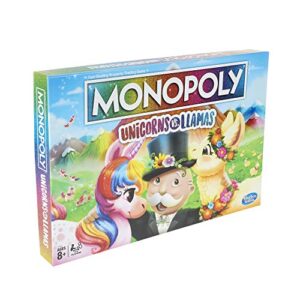 Monopoly Unicorns vs. Llamas Board Game for Ages 8 and Up; Play on Team Unicorn or Team Llama (Amazon Exclusive)