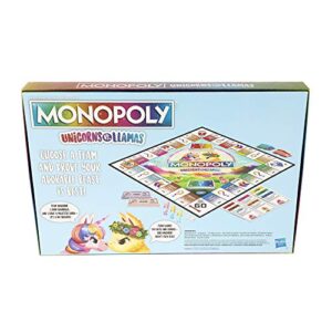 Monopoly Unicorns vs. Llamas Board Game for Ages 8 and Up; Play on Team Unicorn or Team Llama (Amazon Exclusive)