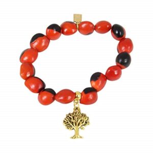 e b evelyn brooks designs gold tree of life charm - stretchy bracelet - w/meaningful good luck, prosperity, love huayruro seeds - great gifts for mom, sister, daughter, girlfriend