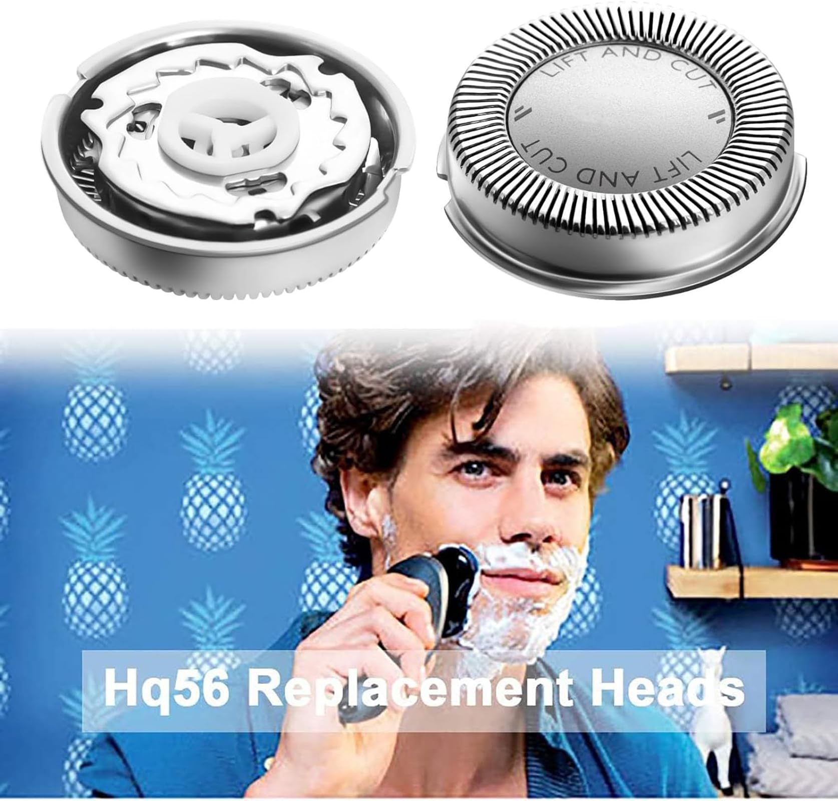 Poweka HQ56 Replacement Shaver Heads Compatible with Philipss Norelcos HQ55 HQ56 HQ3 HQ4 HQ6 Razor Shaving Heads Blade HQ300 HQ442 HQ916 HS190