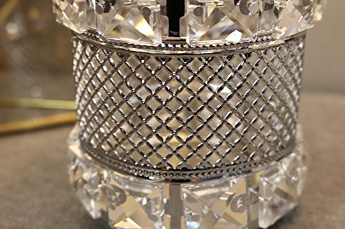 CY craft Silver Makeup Brush Holder Organizer,Handcrafted Vintage Cosmetics Brushes Eyebrow Pencil Pen Cup Collection, Crystal Flower Vase Desk Dresser Decoration and Storage,4.7 x 4 Inch