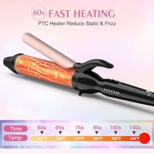 MiroPure Curling Iron, 1 1/2 Inch Hair Curling Iron with Ceramic Coating, Professional Curling Wand, Fast Heating up to 450°F, Wide Voltage for Worldwide, Temperature Lock & 60 Mins Auto Off